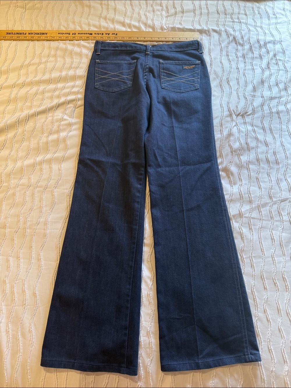 Women's Dark Blue Flare Jeans with Back Pocket Stitching
